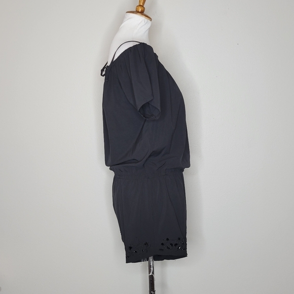 Fabletics Black Prue Cutout Off Shoulder Romper Size Medium - Picture 7 of 11